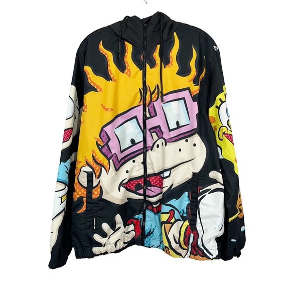 Members Only x Nickelodeon AOP Character Print Full Zip Windbreaker - Mens Large - Picture 1 of 11